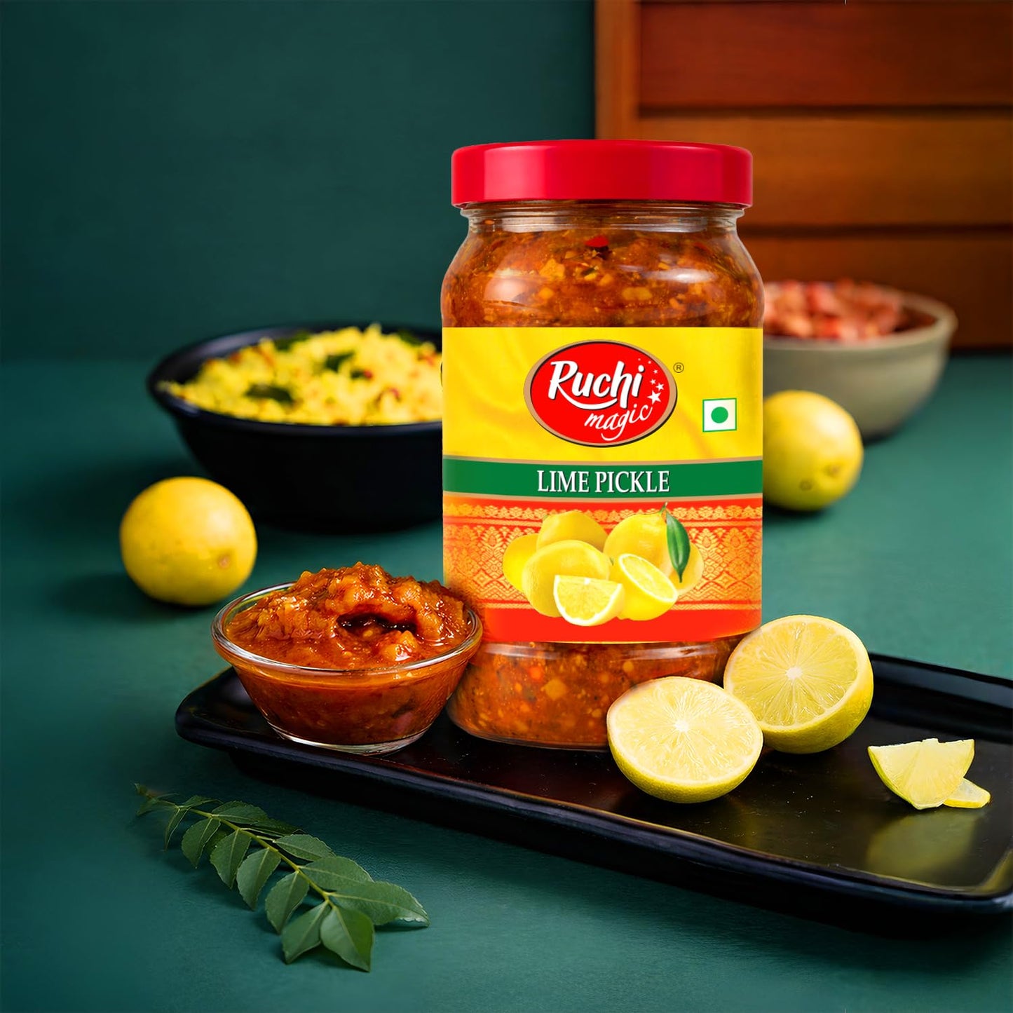 Ruchi Magic Lime Pickle | Tangy and Spicy Traditional Indian Taste | Sun-Ripened Lemon Pieces Blended with Aromatic Spices | Perfect with all Meals | 1 kg