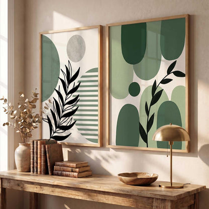 Aesthetic Floral Art Home Decoration | Boho Floral Paintings With Frame For Living Room Bed Room Hotel Wall Decor Digital Reprint Set of 2 (13X17 inch)