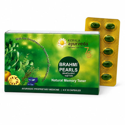 KERALA ayurveda Brahmi Pearls with Ghee & Shankpushpi for Memory 40 Caps