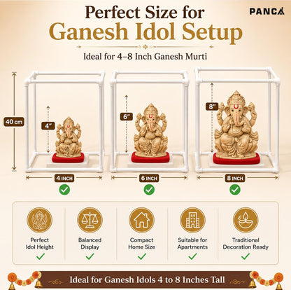 PANCA 40cm Ganpati Mandap for Ganesh Chaturthi Idol Home Decor | Ganesh Murti Sthapana Stand | DIY Pooja Pandal Backdrop Frame Setup | Home Temple Decoration Platform