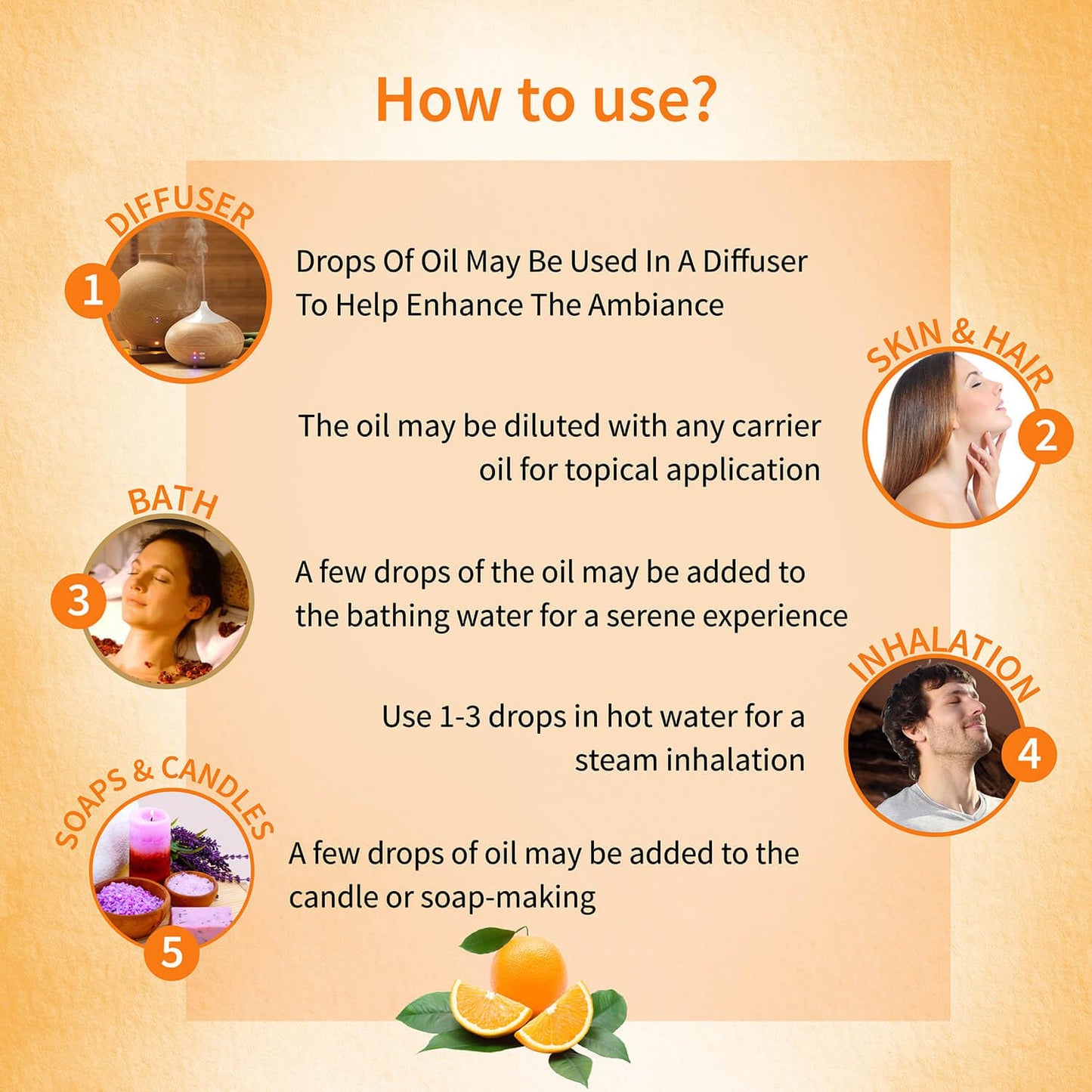 Ayouthveda Orange Essential Oil for Skin & Hair | Aromatherapy Kit for Stress Relief & Relaxation | 100% Pure & Natural Therapeutic Grade |Can Be Used as Air purifier (Pack Of 1; 15ml)