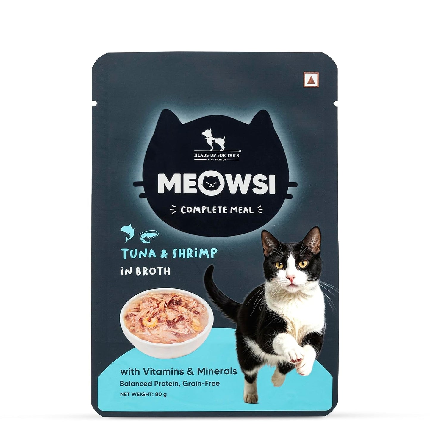 Meowsi by HUFT Tuna & Shrimp in Broth Cat Food - 80 gm | Tender & Juicy Seafood Meal for Persian & All Breeds | Rich in Protein & Omega Fatty Acids | All Breeds