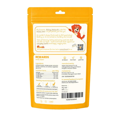 Nootie Happy Chews – Dehydrated Chicken Jerky Mango Dog Treats (50g) | All-Natural, Grain-Free Protein Snack
