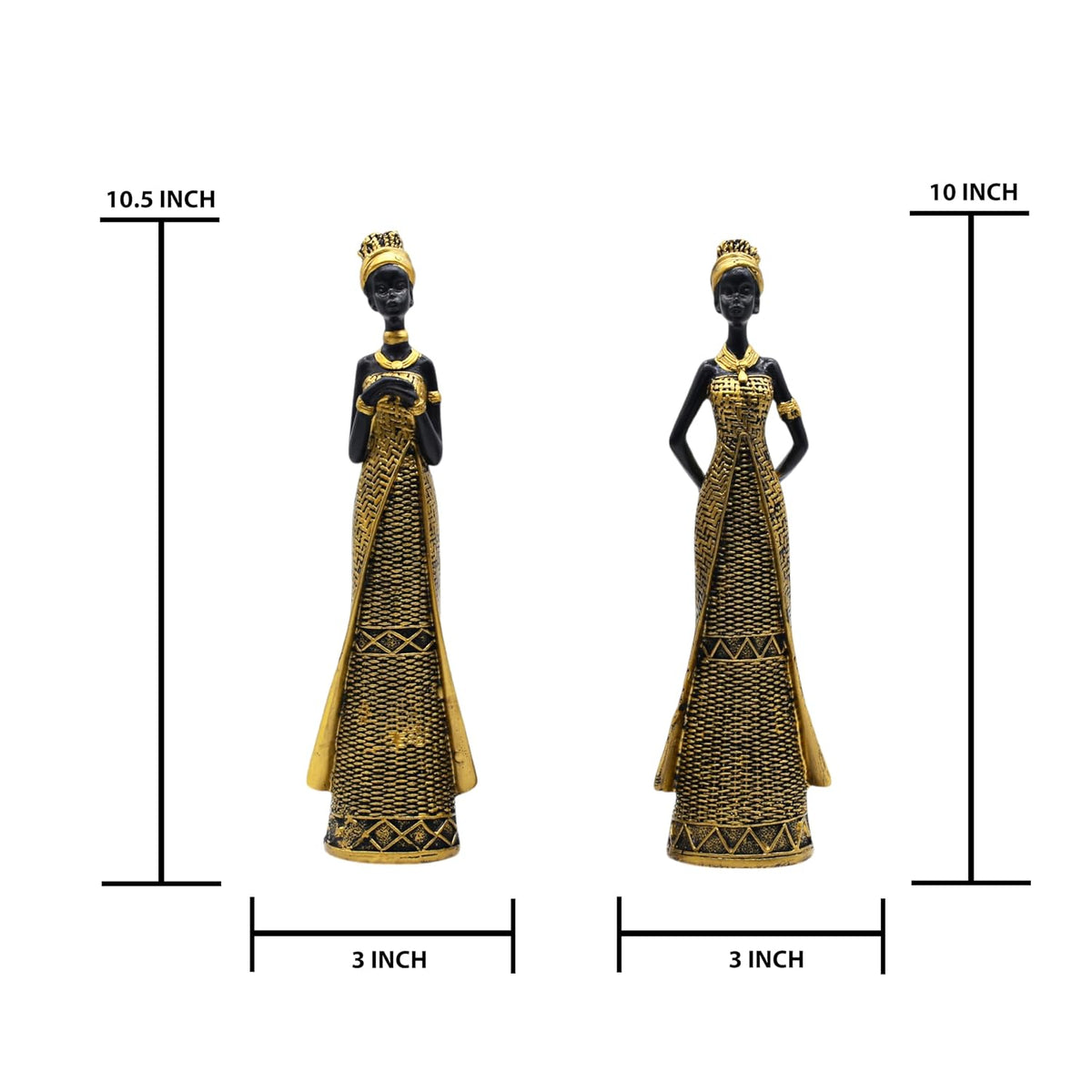 Vibrant Beautiful Finish Uniquely Hand Crafted Home Decor African Tribal Women Art Piece (Set of 2)
