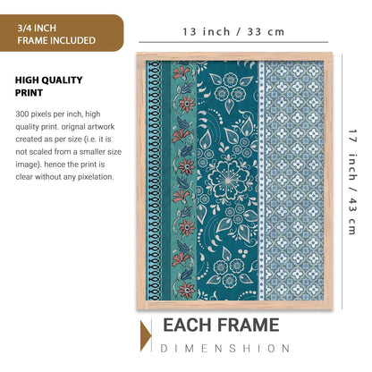 Indian Traditional Madhubani Wall Art Painting With Frame Pichwai Home Decoration For Living Room Bed Room Hotel Wall Decor Digital Reprint Set of 3 (13x17 inch)