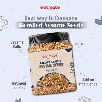 Eatmate Roasted Sesame Seeds 100g | Calcium & Fiber Rich Safed Til | Nutty Crunchy Vegetarian Seeds for Eating, Cooking, Baking, Laddoo, Chikki & Tadka | Healthy Snack Ingredient (100g)