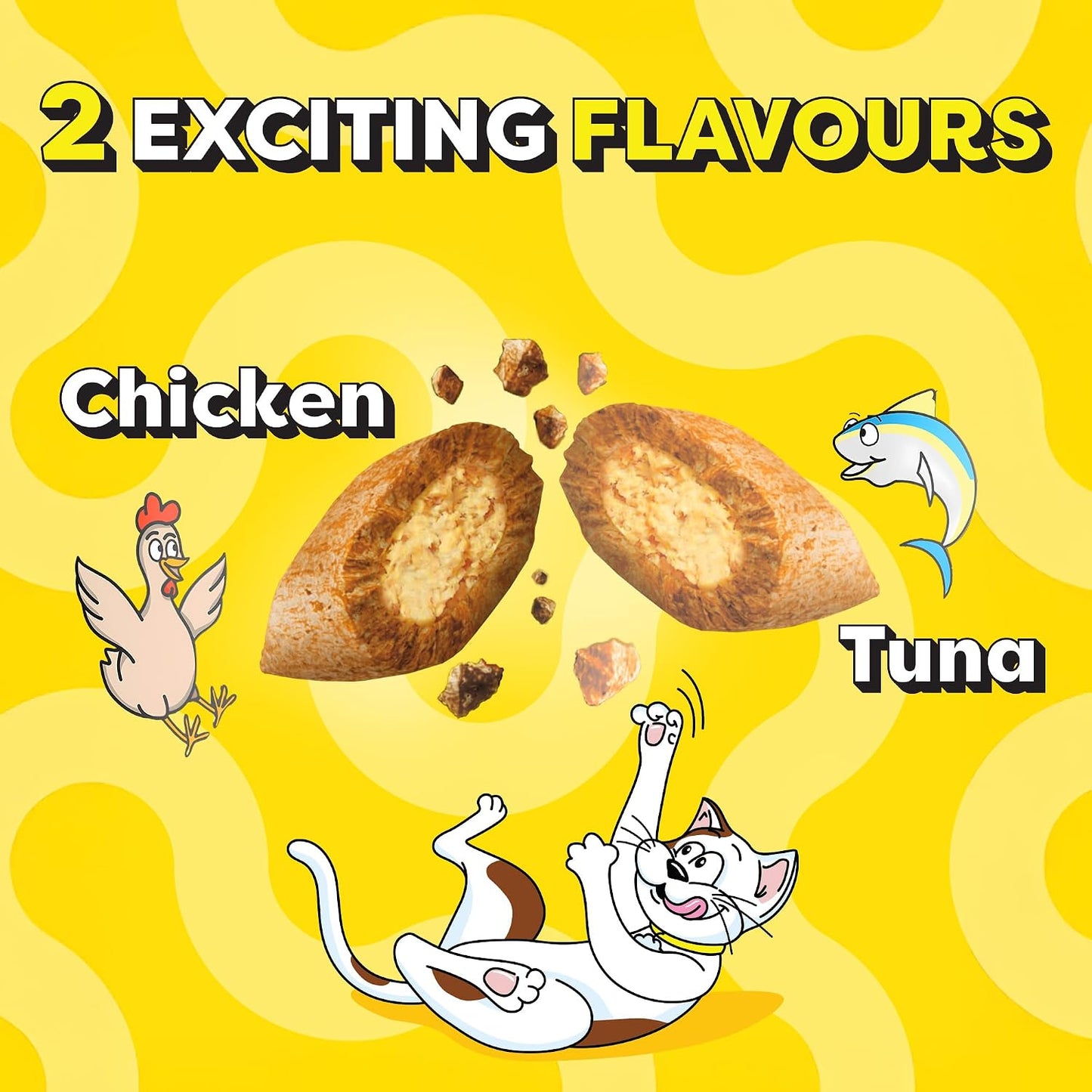 Temptations MixUps Cat Treats, Tuna & Chicken Flavours, 75g – Two Irresistible Flavours in One Pack, Crunchy Outside Soft Inside, Goodness of Protein, Vitamins & Minerals, Resealable Pouch