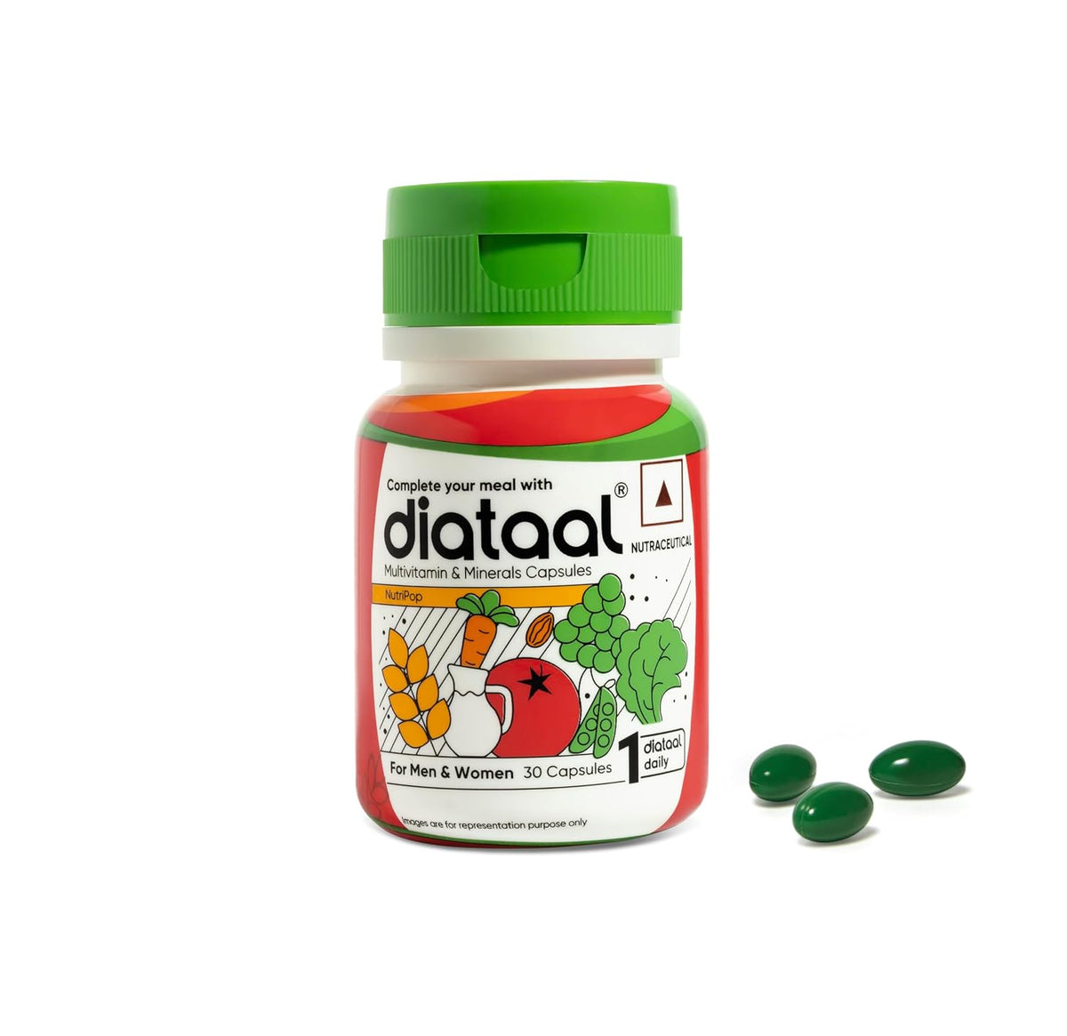 Diataal Multivitamin with Biotin, B12, Niacin, Zinc & Folic Acid | Daily Supplement for Hair, Skin, Immunity & Energy | Men & Women | 30 Capsules
