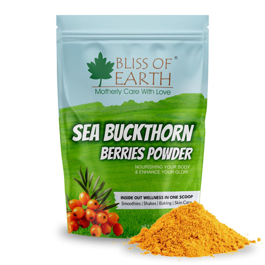 Bliss of Earth Sea Buckthorn Powder – 100gm Seabuckthorn Berry Powder, Fine Himalayan from Whole Berry, Easy to Mix in Drinks, Smoothies & Meals, No Added Sugar