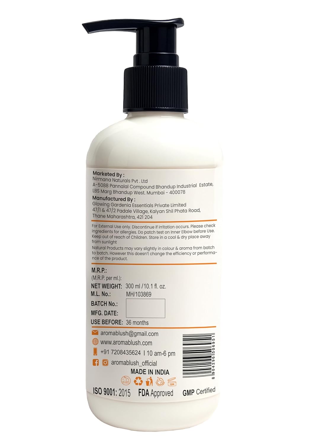 White bottle with black pump on a white background