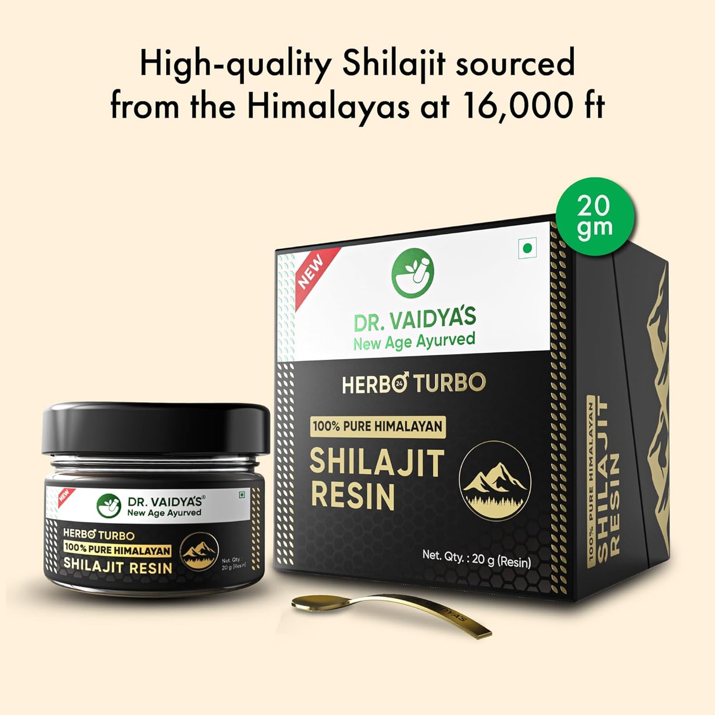 Dr. Vaidya's Herbo24Turbo Shilajit Resin | 100% Shuddha Shilajit | Pure Himalayan | >75% Fulvic Acid & 80+ Trace Elements | Boosts Stamina & Endurance | 20g