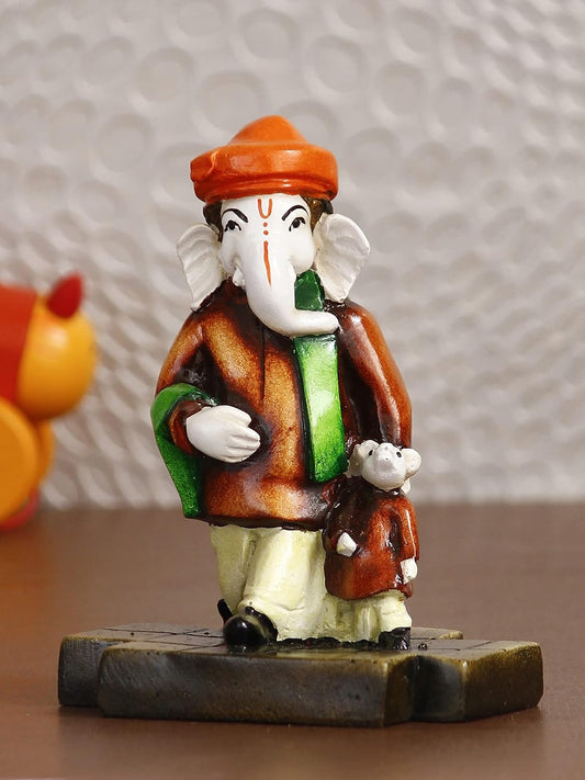 Neta Lord Ganesha with Mushak Colorful Handcrafted Decorative Figurine