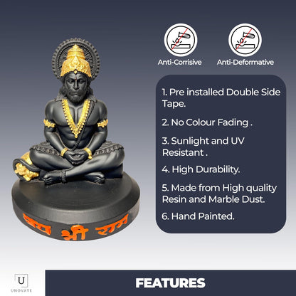 UNOVATE Hanuman Idol for Car Dashboard | Hanuman Murti | Black