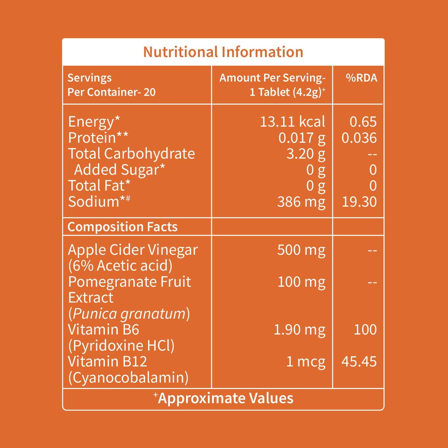 Neuherbs Plant Based Apple Cider Vinegar With Mother 20 Effervescent Tablets (Orange Flavour) For Weight Management | Rich in Antioxidants with Vitamin B6 & B12 | Zero Added Sugar | Gluten Free
