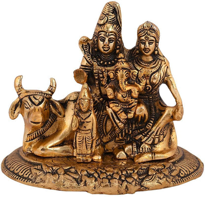 Handcrafted Shiva Parvati Ganesh Idol Shiv Parivar Murti Statue Sculpture - Lord Shiva Idols Family Sitting On Nandi Showpiece Figurine for Home Office Temple Mandir Decoration Gift