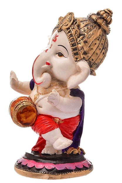 Handcrafted Resin Dhol Ganesh Idol Showpiece for Home Decor Office Table Temple Spiritual Gift Figurine Decorative Statue