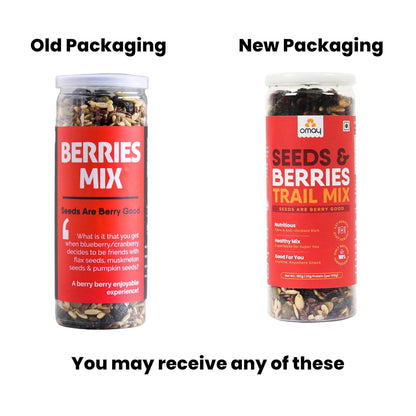 Omay Foods Seeds & Berries Mix, 180g Jar | Trail Mix | Roasted Seeds, Dried Berries | Antioxidants, Omega-3 & Fibre | No Added Sugar | Oil-Free | Healthy Snack for Weight Loss
