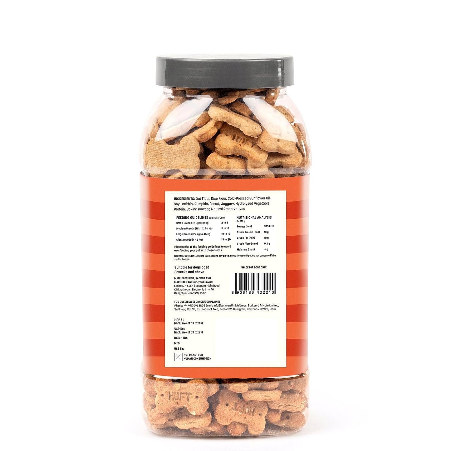Yummy in My Tummy by HUFT Pumpkin & Carrot Dog Biscuits – 800 gm | Vegetarian Crunchy Treats for Dogs | Healthy Training Snack | Easy to Digest | Suitable for All Life Stages & All Breeds Dogs