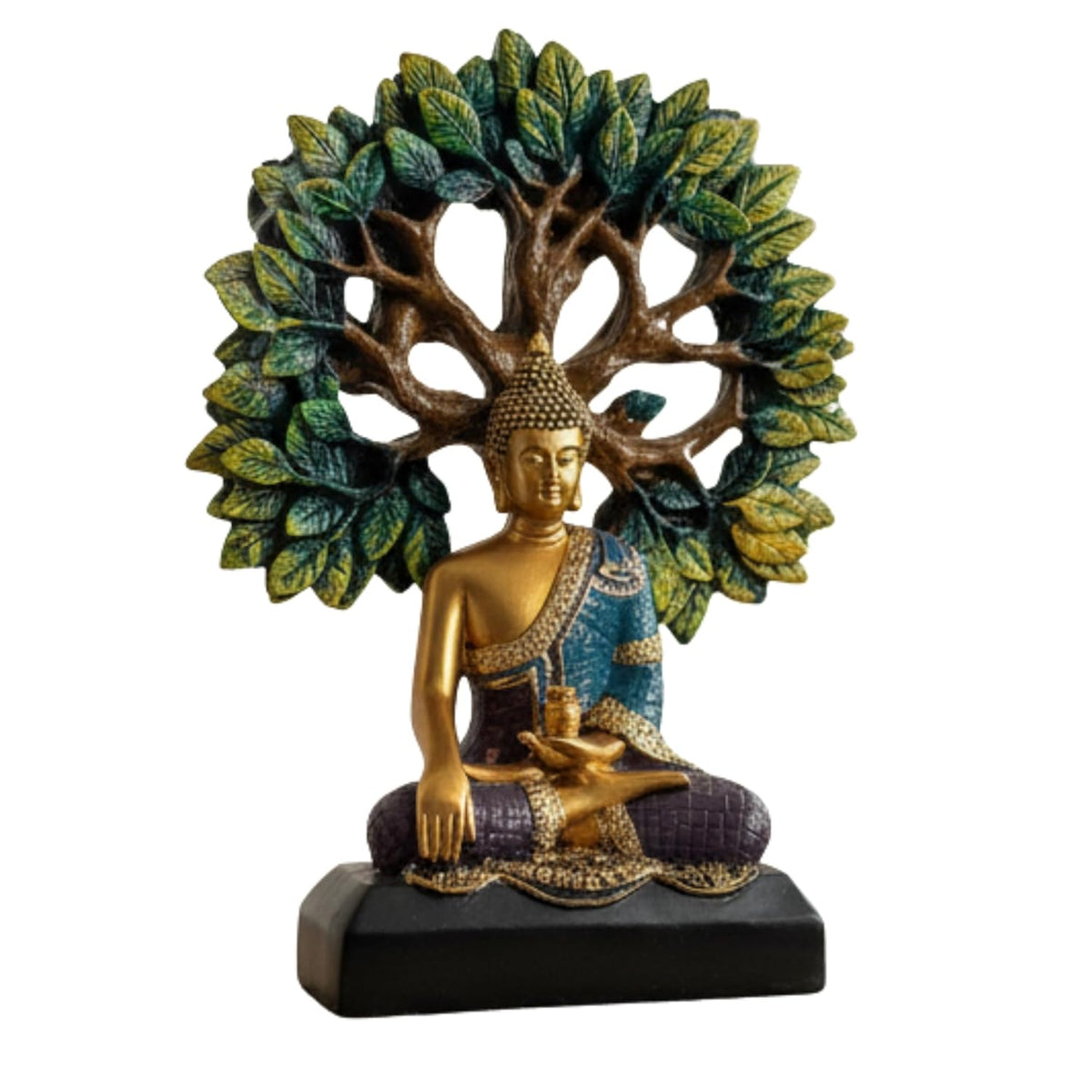 eCraftIndia Lord Buddha Statue for Home Decor Living Room | Gautam Buddha Idol Under the Bodhi-Tree | Showpiece Gift for Housewarming Birthday