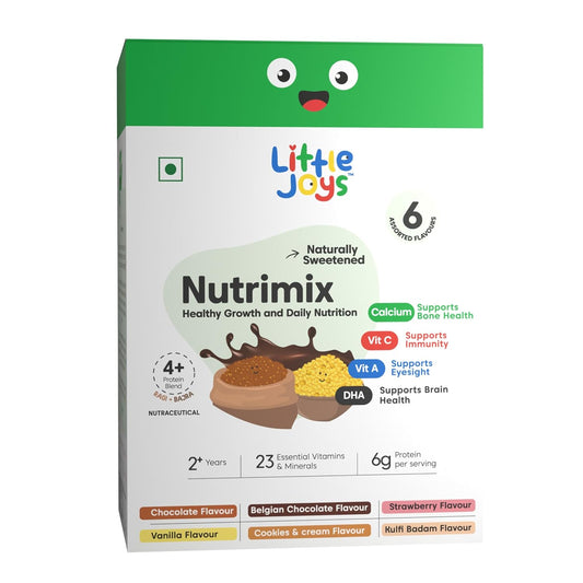 Little Joys Nutrimix Nutrition Powder Trial Box | 6 Flavours | 2-6 Years | Zero Refined Sugar | Supports Healthy Growth & Boosts Immunity | With Ragi, Bajra, Almonds & Oats| 200 Gram