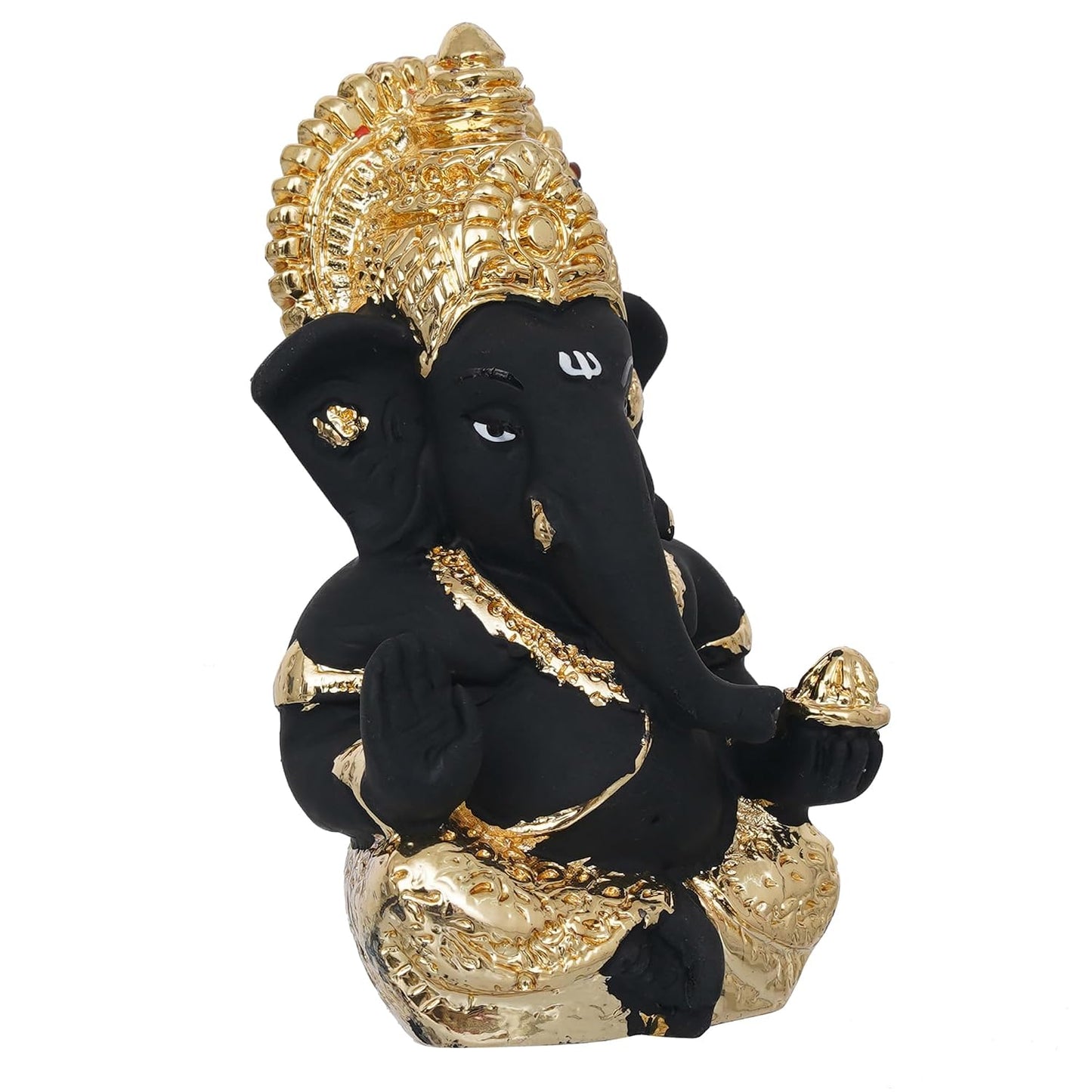 eCraftIndia Black & Golden Blessing Lord Ganesha Idol for Home, Temple, Pooja Room, Office, and Car Dashboard | Divine God Idol Perfect for Diwali, Ganesh Chaturthi, and Birthday Gift Giving