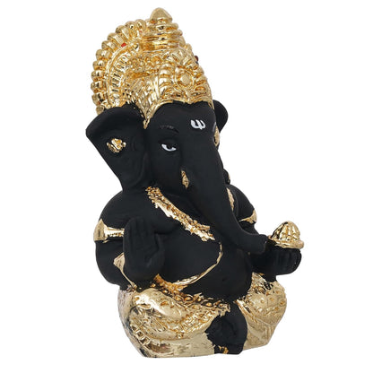 eCraftIndia Black & Golden Blessing Lord Ganesha Idol for Home, Temple, Pooja Room, Office, and Car Dashboard | Divine God Idol Perfect for Diwali, Ganesh Chaturthi, and Birthday Gift Giving