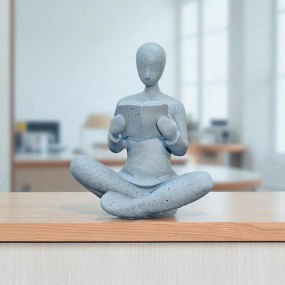 Resin Reading Man Statue (6.5 Inch) | Decorative Sculpture & Figurine for Home Decor | Modern Tabletop Showpiece for Living Room, Bedroom, Office, Shelf & Bookshelf | Grey