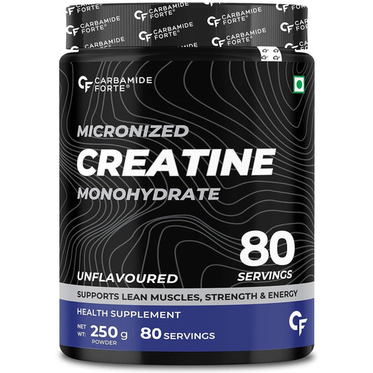 Carbamide Forte Creatine Powder|Micronized Creatine Mono Hydrate|Creatine Monohydrate 250 G For Lean Muscle Volumization|Gym Supplements For Men For Strength & Energy-Unflavoured Powder-80 Servings