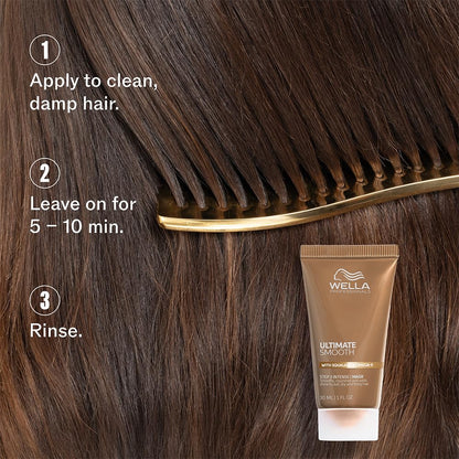 Wella hair care product with instructions on applying to clean, damp hair.