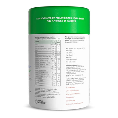 Little Joys Multivitamin Gummies for Kids (2-6 years) | Boosts Immunity, Supports Brain & Bone Health, Helps Fight Infections | Elderberry Flavour | No Added Sugar | 30 Gummies