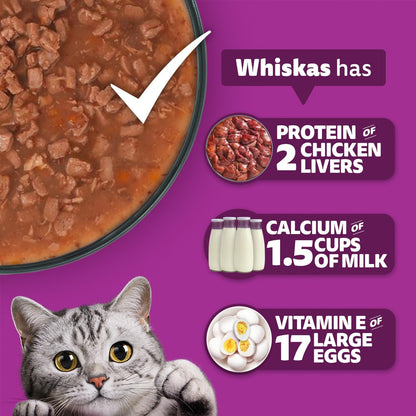 Whiskas Adult (1+ Years) Wet Cat Food, Salmon in Gravy, 80 g Hydrating Food Made With Real Fish, 100% Complete & Balanced Nutrition for Adult Cats