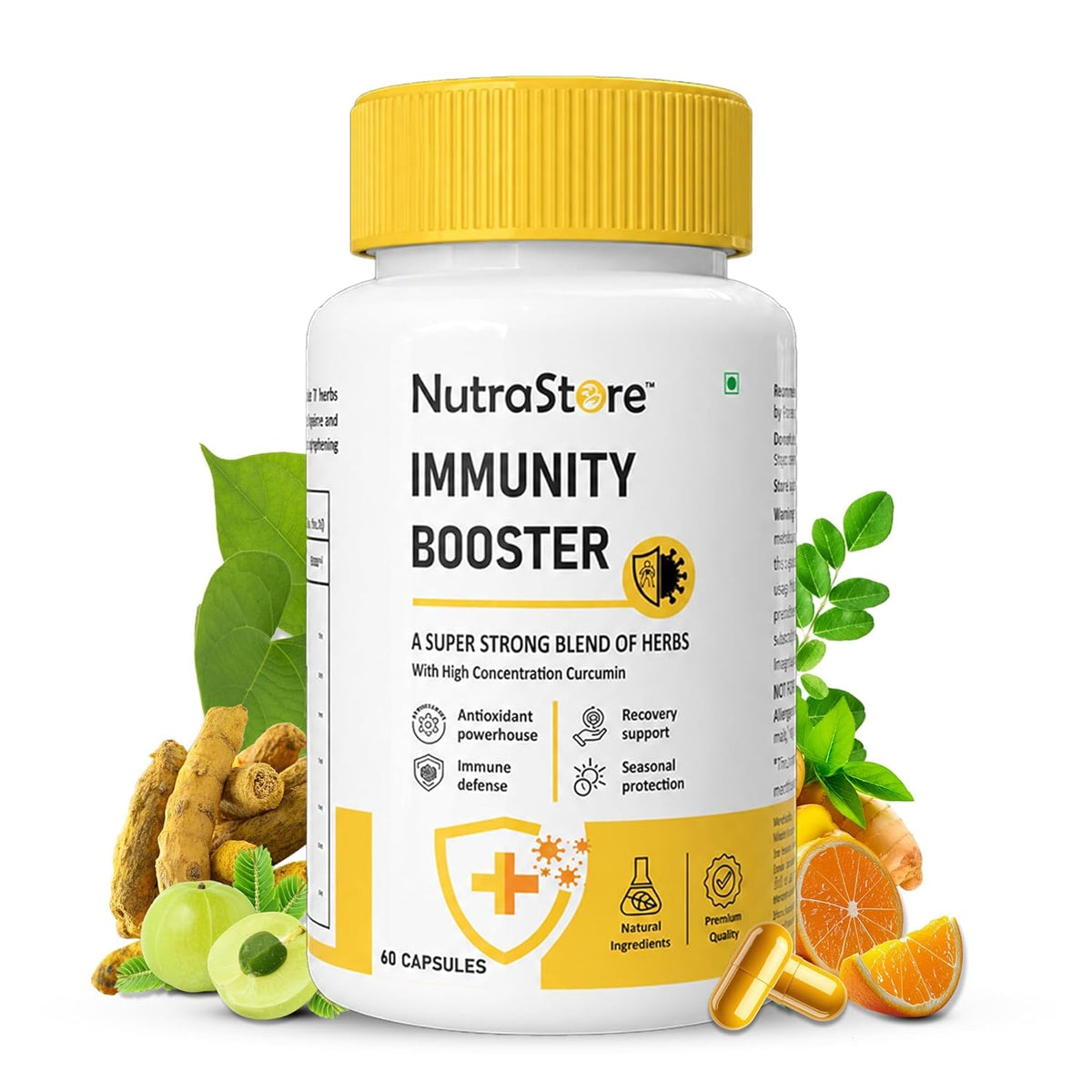 NutraStore Immunity Booster for Men & Women | Curcumin, Natural Vitamin C, Piperine | 60 Capsules | All Natural Ingredients