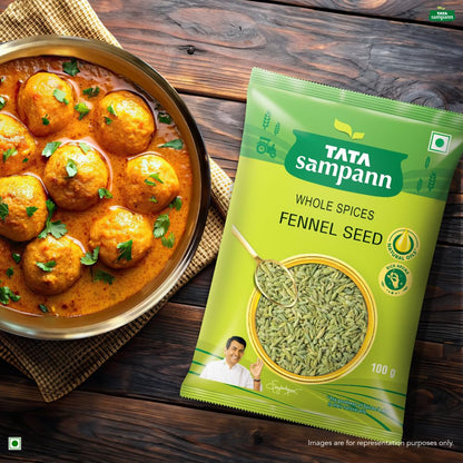 Tata Sampann Fennel Seed (Saunf), Whole Spices, Natural Oils*, Rich Aroma, 200g