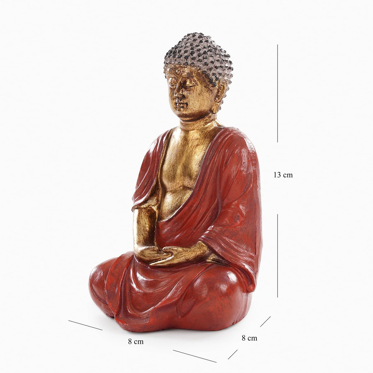 PURE HOME + LIVING Dark Red Antique Gold Polyresin Sitting Buddha - Small Statue Decorative Showpiece Idol | Home Decor Items for Home Office Living Room and Gifts (Pack of 1)