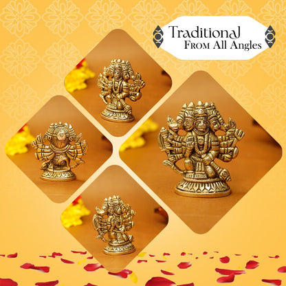 100% Pure Brass Panchmukhi Hanuman (Size: 6 cm) | Panchmukhi Hanuman Murti for Door Entrance | Panch Mukhi Hanuman Ji for Car Dashboard | Vastu Protection from Evil Eye
