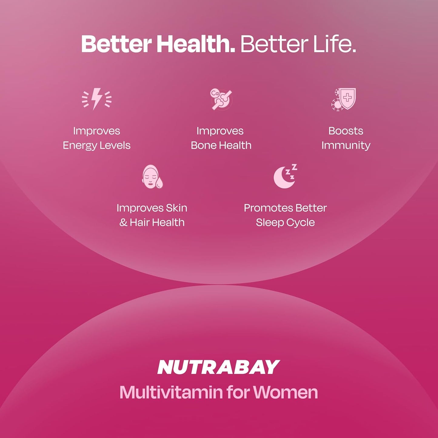 Nutrabay Pro Active Multivitamin for Women – Effective Doses of Iron, Vitamin A, B5, B6, C, D, E & K and Minerals – Immunity, Hair, Skin & Bone Support – 60 Tablets | 100% RDA Dosage | Purity Tested