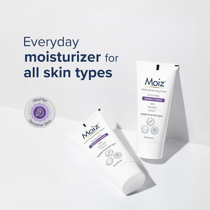 Moiz Daily Moisturizing Cream for Face & Body | Formulated with 9 Moisturizers | Suitable for Sensitive Skin | Paraben free & Cruelty free-50g