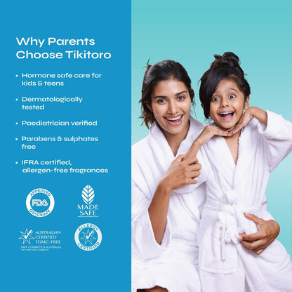 Tikitoro Kids Nourishing Body Wash | Pediatrician Approved | Vegan | Cleanses, Moisturizes & Nourishes Skin | Almond, Calendula, Pomegranate Extract | No Parabens & Sulphates, Age 4+ years (300ml)