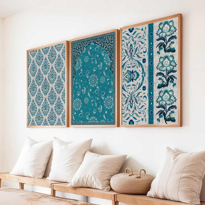 Indian Traditional Madhubani Wall Painting With Frame For Living Room Bed Room Hotel Wall Decor Pichwai Art Digital Reprint engineered wood Set of 3 (13x17 inch)