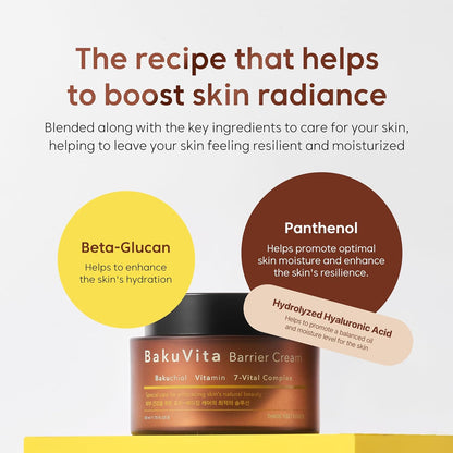 THANKYOU FARMER Bakuvita Barrier Cream (50ml) Day & Night Korean Moisturizer with Bakuchiol Retinol Alternative, Vitamin C + E, Deep Hydration, Skin Barrier Repair, Radiant Glow, Lightweight, Non-Sticky Daily Face Cream