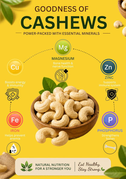 AMRAYAA W320 Premium Whole Cashews | Unpolished, Unsalted & Natural Kaju Nuts | Crunchy Deluxe Size | Antioxidant Rich Healthy Snack | High Protein, Iron, Magnesium, Zinc & Phosphorus