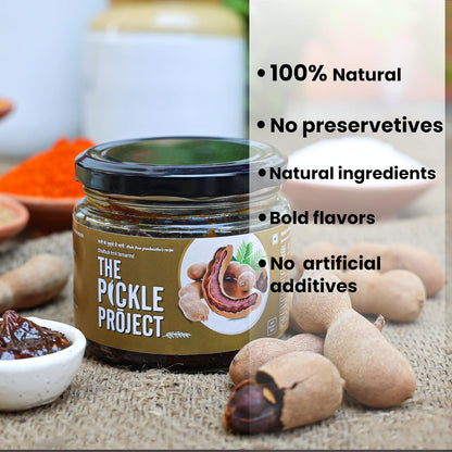 The Pickle Project | Homemade Tamarind Pickle - 300gm | Sweet & Tangy Imli Achar | Bengali Style Tetul Achar | Preservative-Free | Authentic Taste of Darjeeling