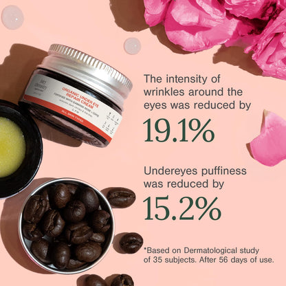 Juicy Chemistry Organic Under Eye Repair Cream with Damask Rose & Coffee, 5g | Reduces Dark Circle & Fine Lines | Hydrating & Brightening Under Eye Cream | Soothes Puffy, Tired Eyes | Dermatologically Tested