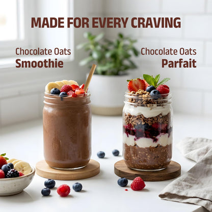 PINTOLA 26g High Protein Oats 400g, Dark Chocolate, No Refined Sugar, with Almonds, Raisins, Pumpkin & Chia Seeds, 9.6g Fibre, Rolled Oats for Weight Loss, Breakfast Cereals | Gluten Free