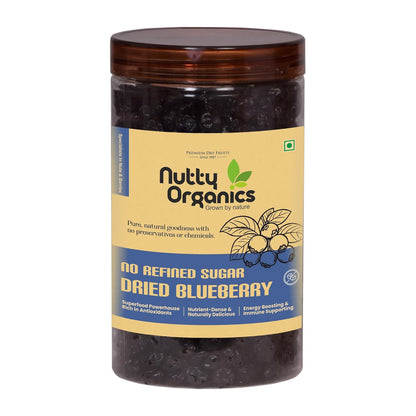 Nutty Organics No Refined Sugar Dried Blueberry, 100Gram, No Additives, 100% Pure & Healthy Snack For All Age (Dried Fruit)