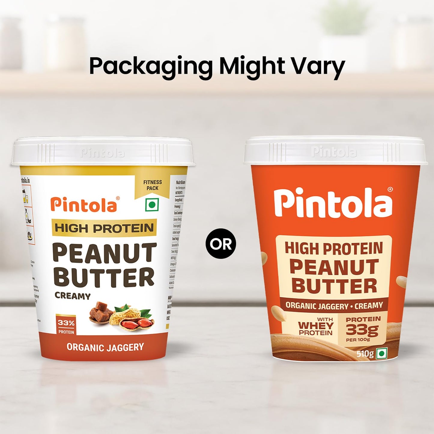 Pintola HIGH Protein ORGANIC JAGGERY Peanut Butter Creamy with 33g Protein & 7g Fiber, Whey Protein Peanut Butter, Gluten Free, Zero Added Salt, Cholesterol Free, 100% Roasted Peanuts
