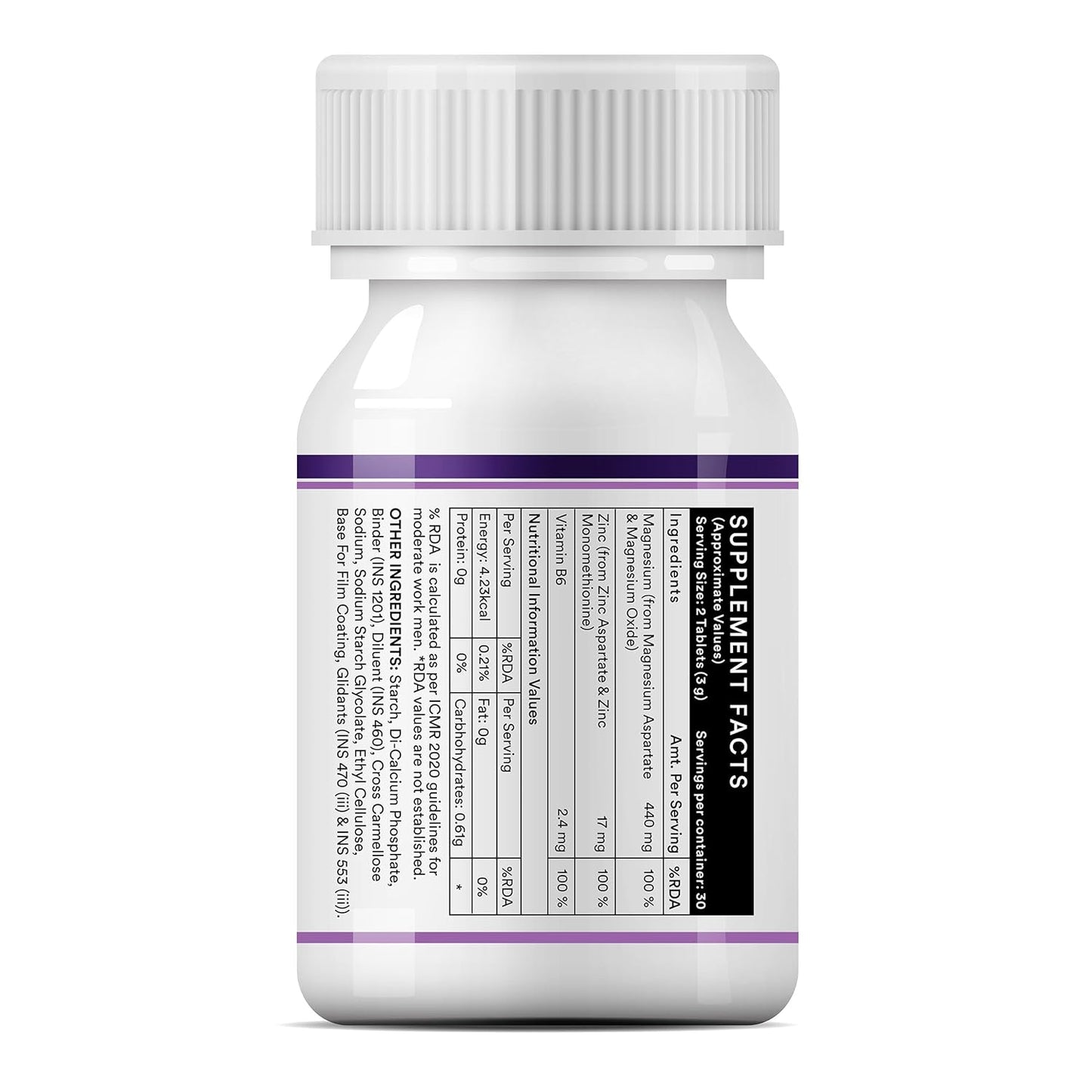 INLIFE ZMA (Zinc Magnesium Aspartate & Vitamin B6) For Men And Women | For Muscle Strength, Recovery, Sleep, Immune Support - 60 Tablets (Pack of 1)