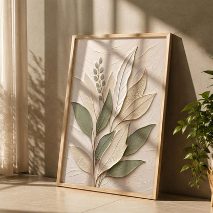 Modern Leaf Art Painting with Frame for wall decor| Floral Wall Art Painting With Frame Home Decoration For Living Room Bed Room Hotel Wall Decor Digital Reprint (14X20 inch)