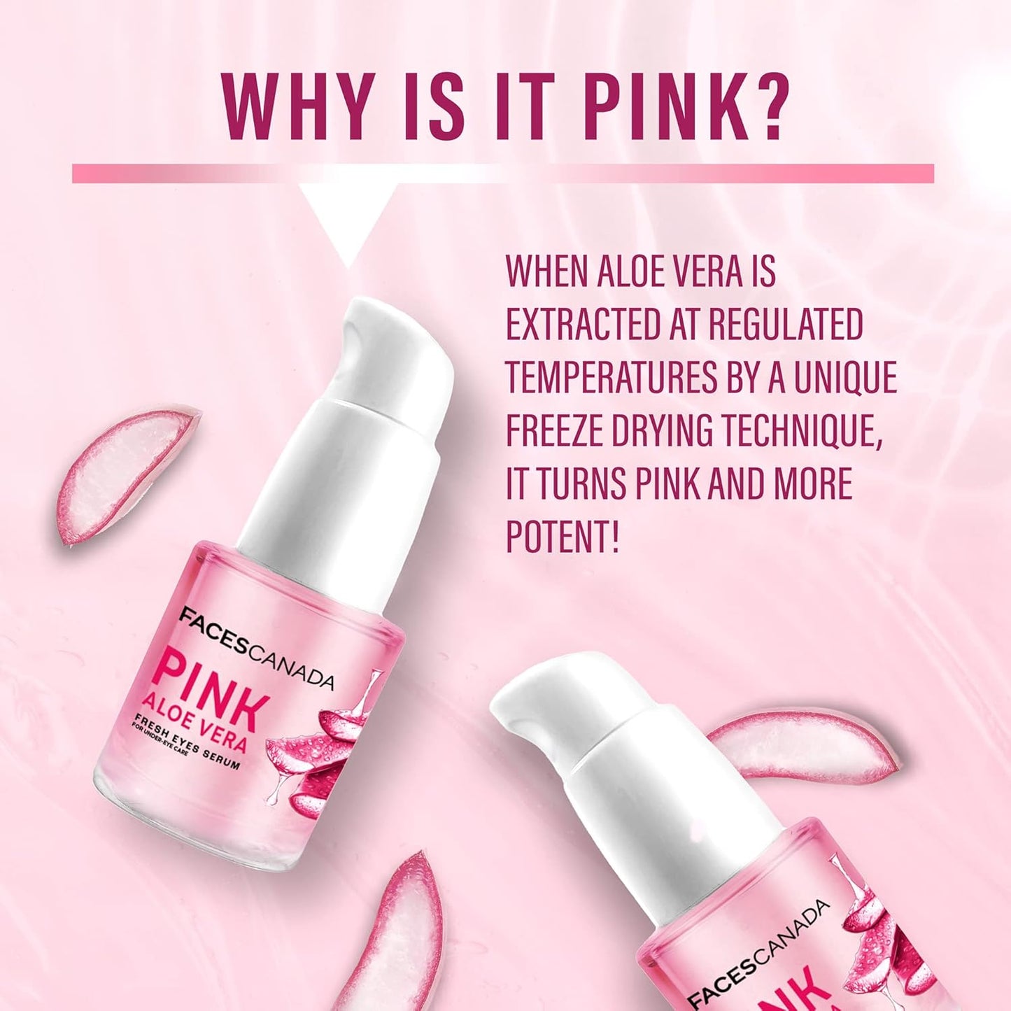 FACESCANADA Pink Aloe Vera Fresh Eyes Serum For Under-Eye Care, 15ml | Squalene, Witch Hazel & Quinoa Extracts | Anti-Ageing, Brightening & Intense Hydration | Helps Reduce Puffy Eyes & Dark Circles