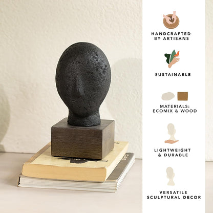 Ellementry Calm Face Ecomix Sculpture 19 cm Tall, Home Décor Showpiece Figurine for Living Room & Office, Modern Asthetic Tabletop Decorative Accent, Unique Gift Item for Shelf Decoration
